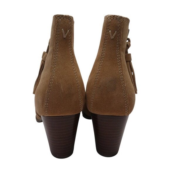 Vionic Madeline Brown Suede Boho Tassle Zipper Heeled Ankle Boots Womens 8.5 - Picture 6 of 13